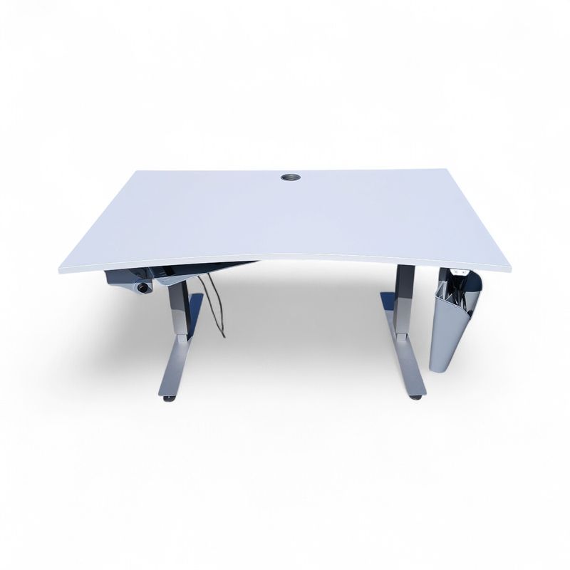 EFG elektrisk hev- og senkebord m/ magebue 140x80 cm, grå