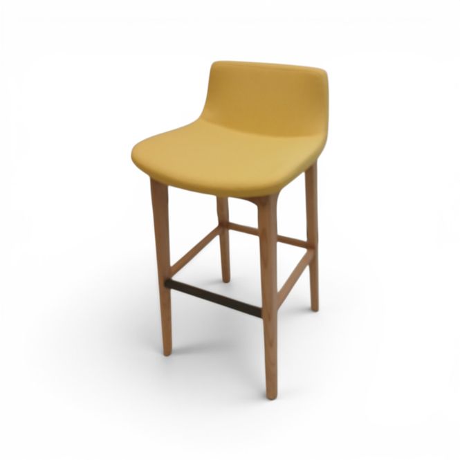 Hovedbilde Barstol i moderne design, gul polstret sete med ...