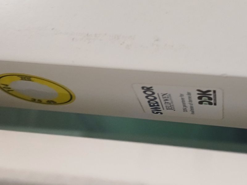 Swedoor lyddør 870x2390mm +35dB, hvit, høyrehengslet – pent brukt